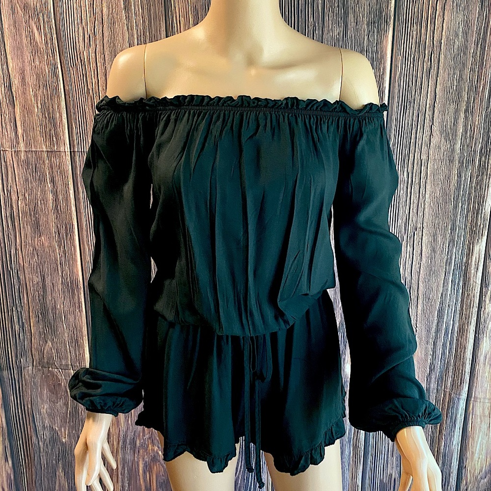 Brandy Melville Black Off-Shoulder Romper